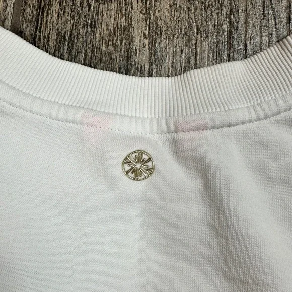 Lilly Pulitzer On Vacay Sweatshirt White Crew Neck Beaded Embellished Pullover - Picture 9 of 9